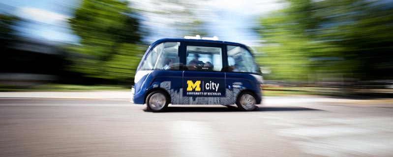 The Mcity Driverless Shuttle launched on June 4, 2018 at the North Campus Research Complex on the University of Michigan’s North Campus in Ann Arbor, Michigan.