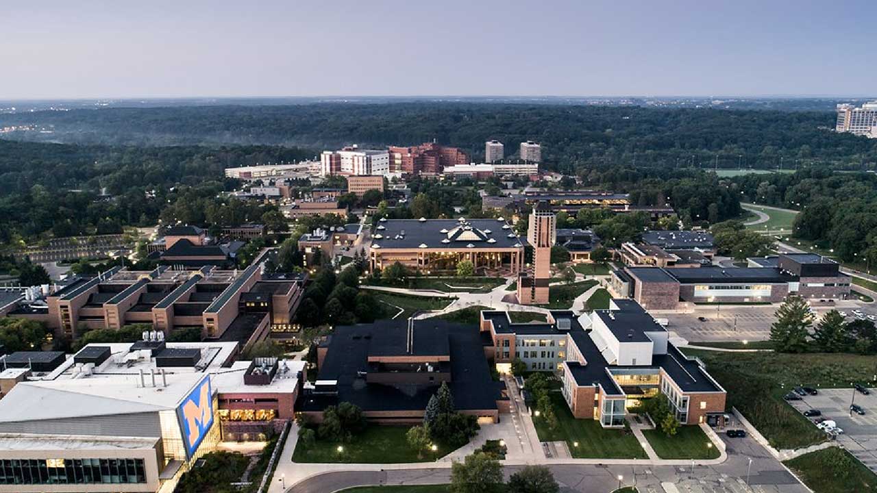 aerial shot of campus