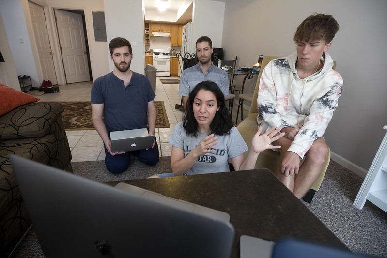 students working remotely from home