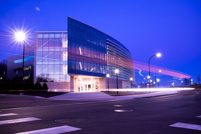 timelapse of ford robotics building at night