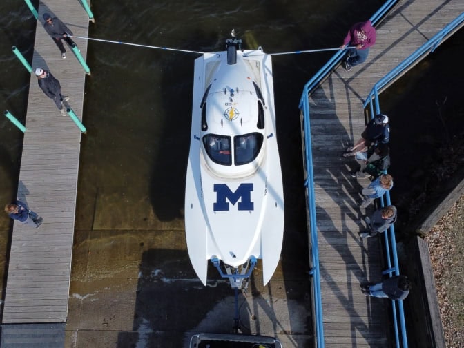 Aerial view of the University of Michigan E-boat.